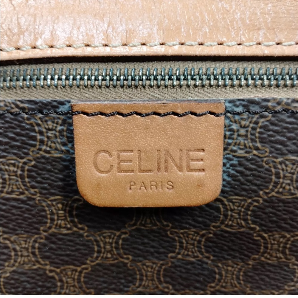 💯AUTH CELINE BOSTON BAG MACADAM PVC/LEATHER BROWN UNISEX - Picture 6 of 10